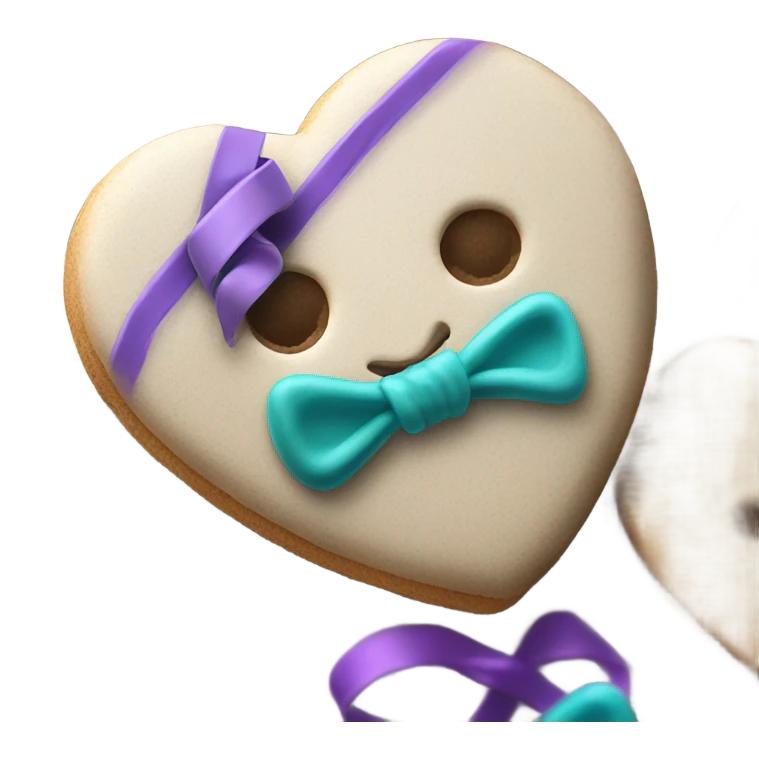 Purple teal Suicide awareness ribbon on heart cookie emoji