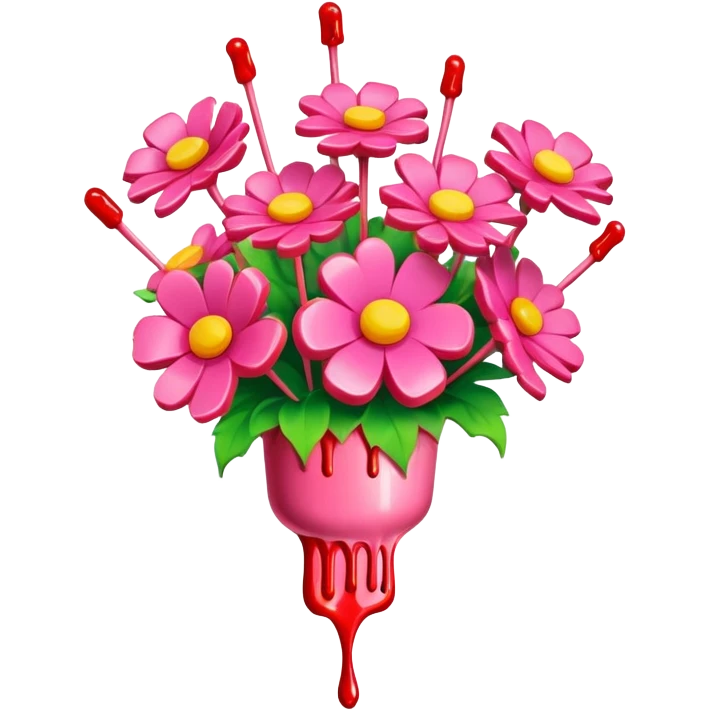 melted pink dripping sauce SPAM MEAT flower bouquet  emoji