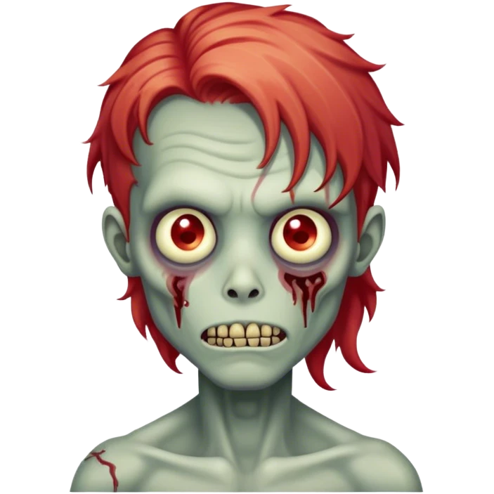 garoto zumbi com cabelos grandes ruivo claro e ondulado  emoji