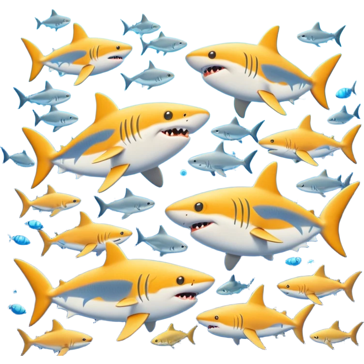 Requins mange poissons emoji
