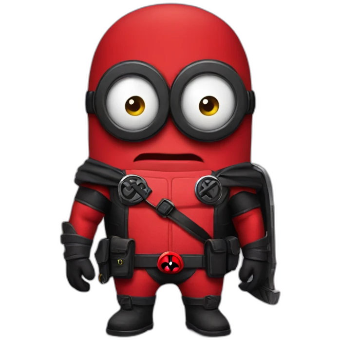 Minion dressed as deadpool emoji