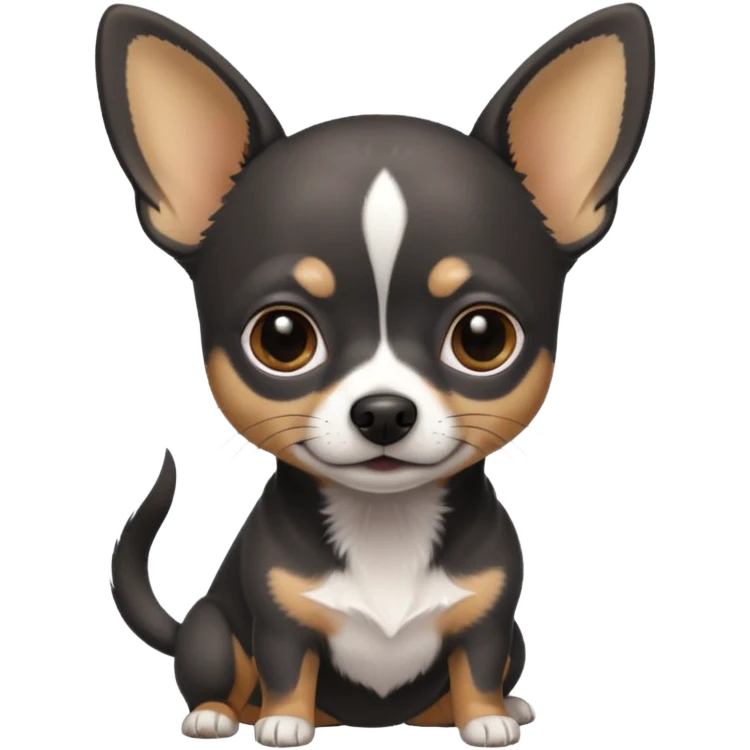 Very Dark grey and black Chihuahua with white markings emoji