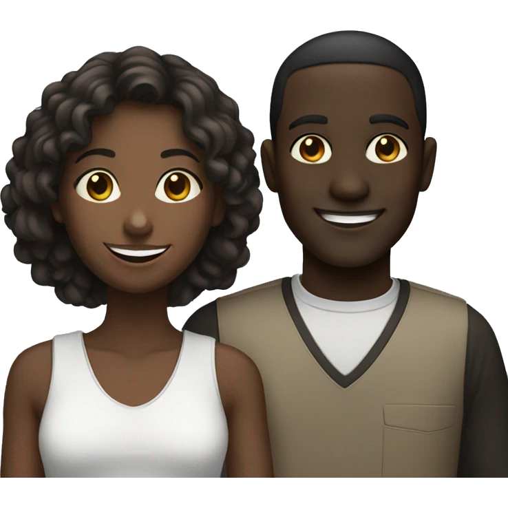 smiling girl with dark-skinned male emoji