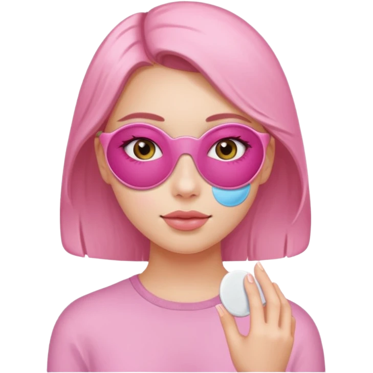 Girl with pink self care under eye patches emoji