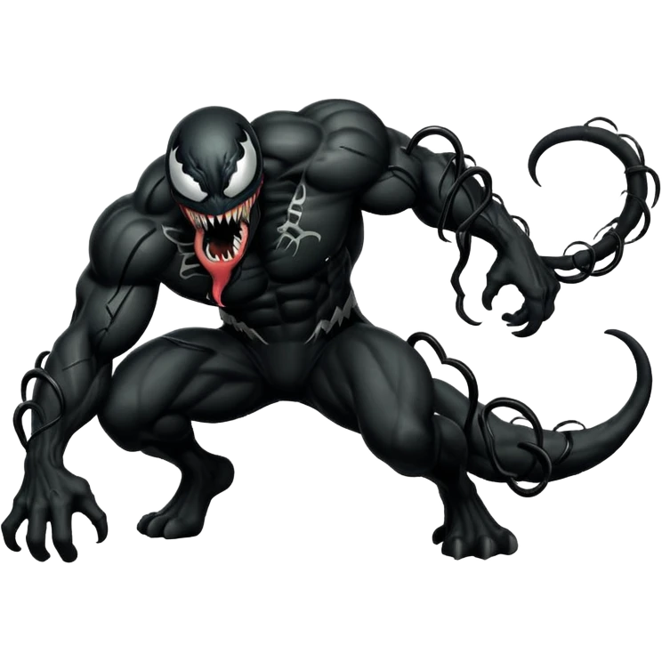 Venom character crawling, no chest logo emoji
