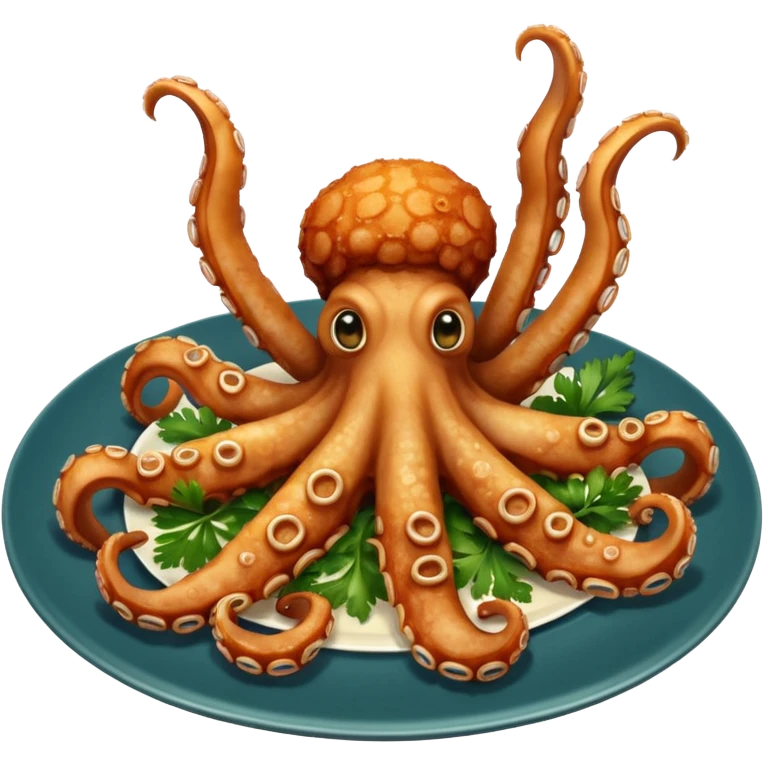 fried octopuses legs on the plate without head emoji