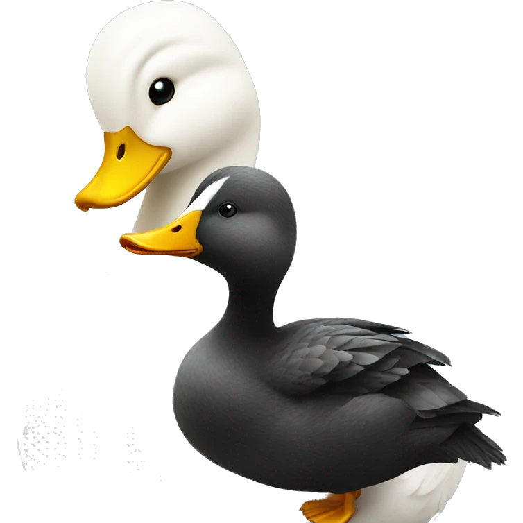 Black duck kissing white duck emoji