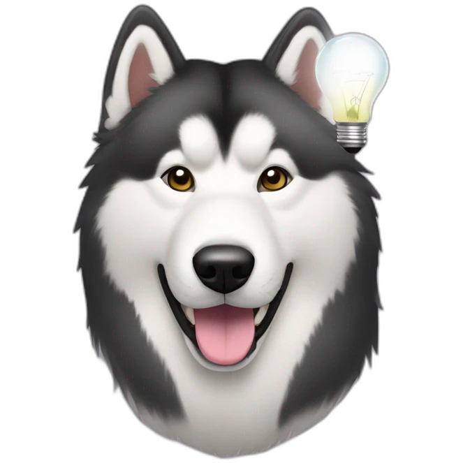 Malamute dog with light bulb emoji