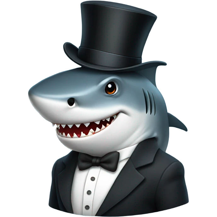 Shark with a top hat emoji