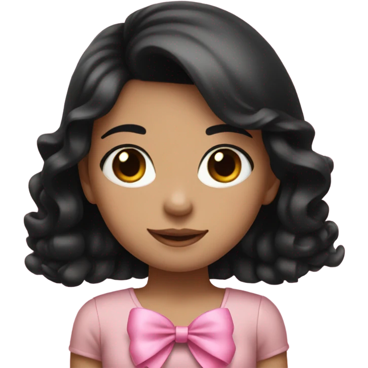 Cute girl with black hair and a pink bow  emoji