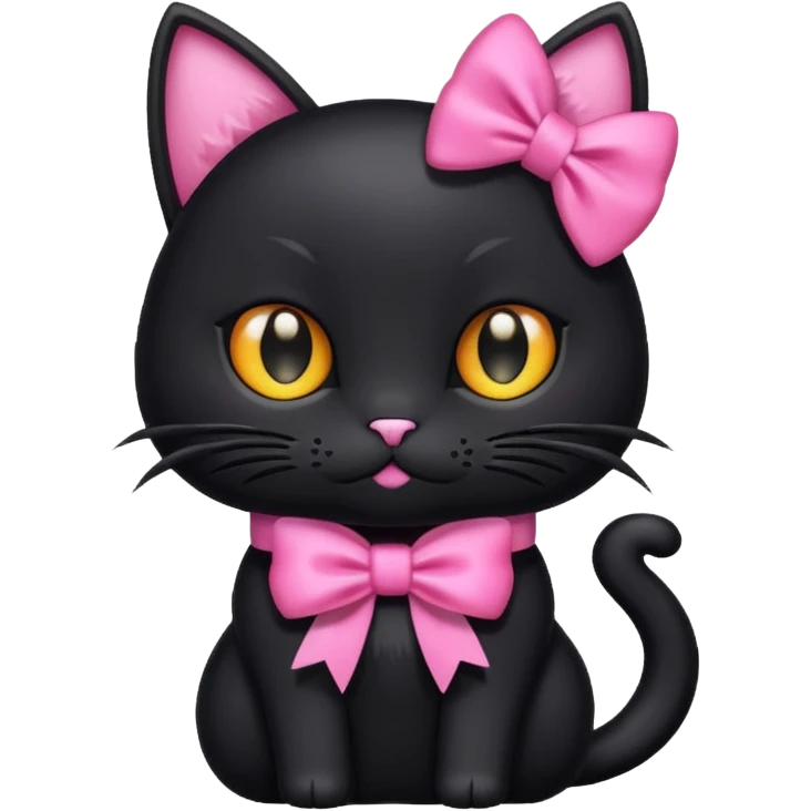 Black cat with pink bow emoji