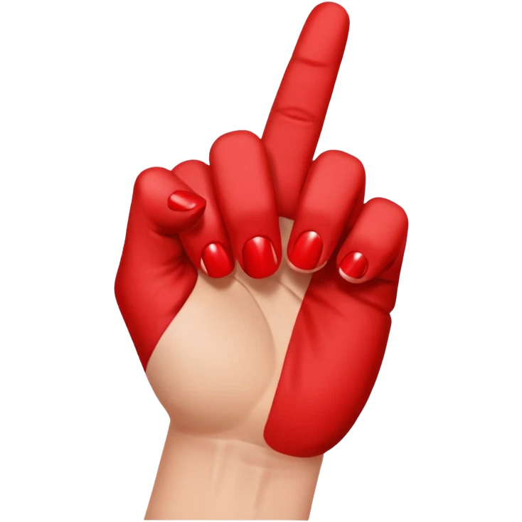 hand with bright red manicure making a fist emoji