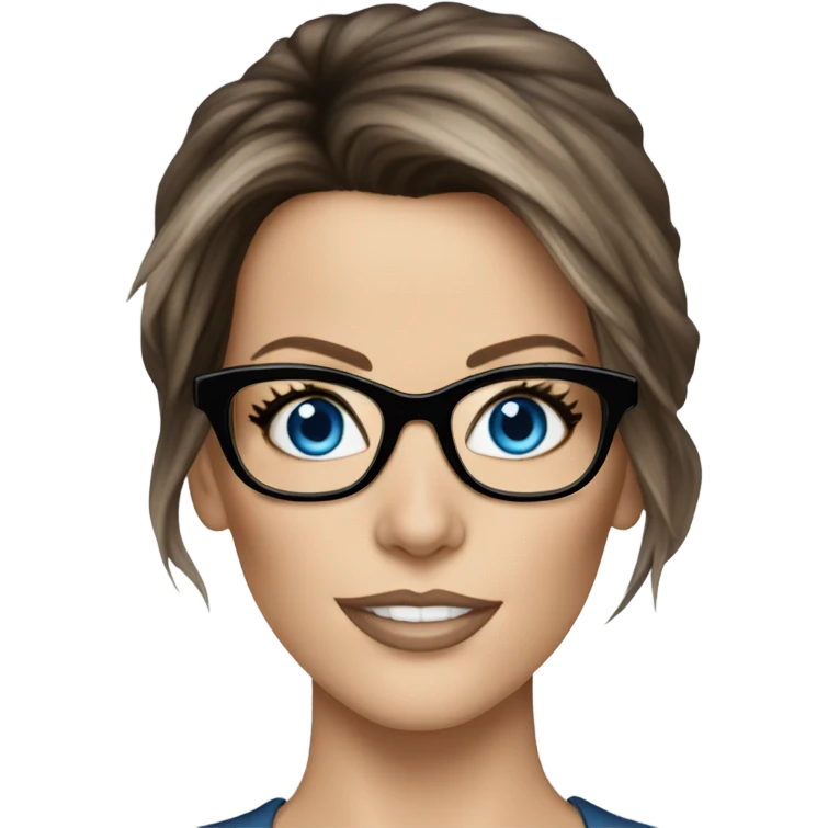 Kate Beckinsale, glasses, blue eyes emoji