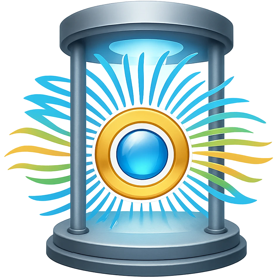Add a teleportation machine to the teleportation effect emoji in the style of emoji with transparent background. emoji