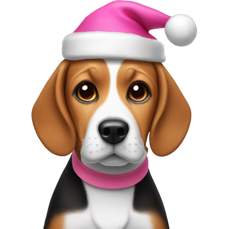 beagle with santa hat in pink  emoji