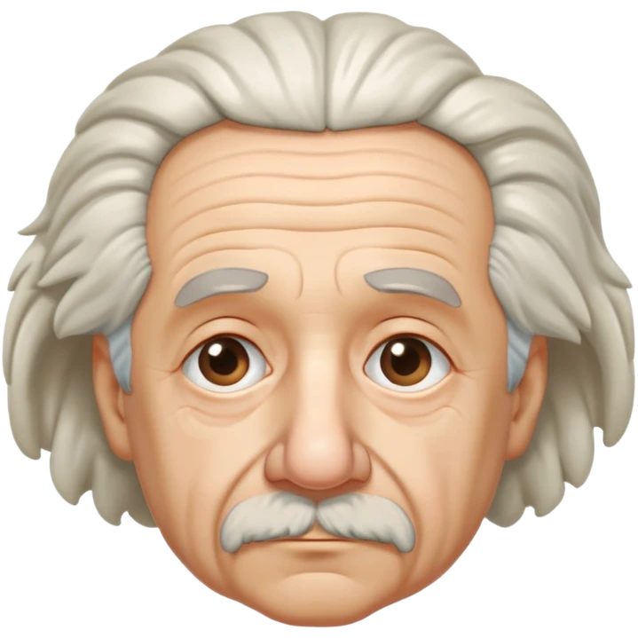 Albert Einstein with a sad expression emoji