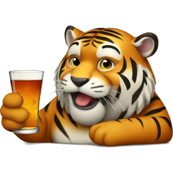 Fat tiger drinking whiskey emoji