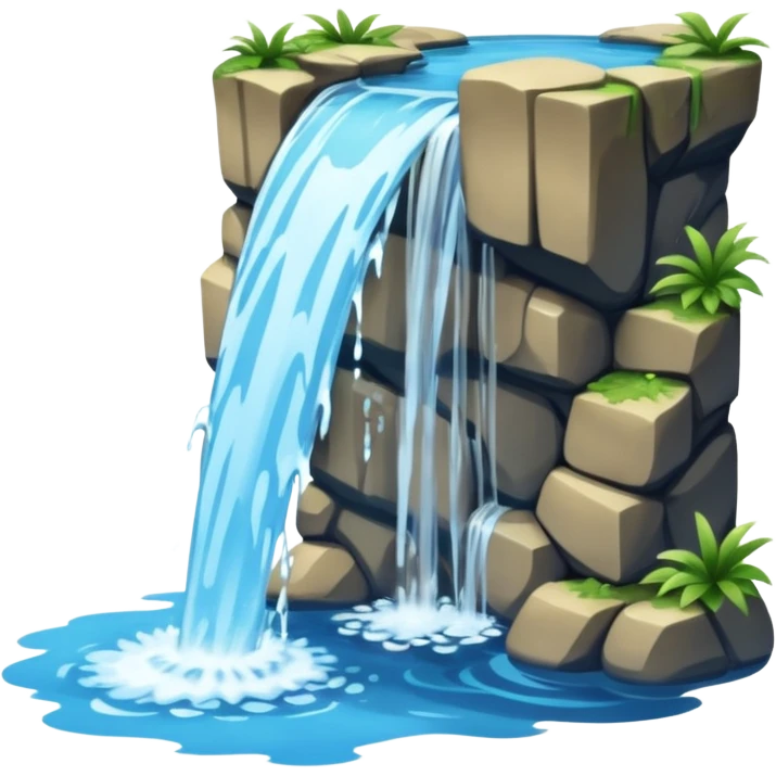 Tall stream of water cascading into a pool. emoji