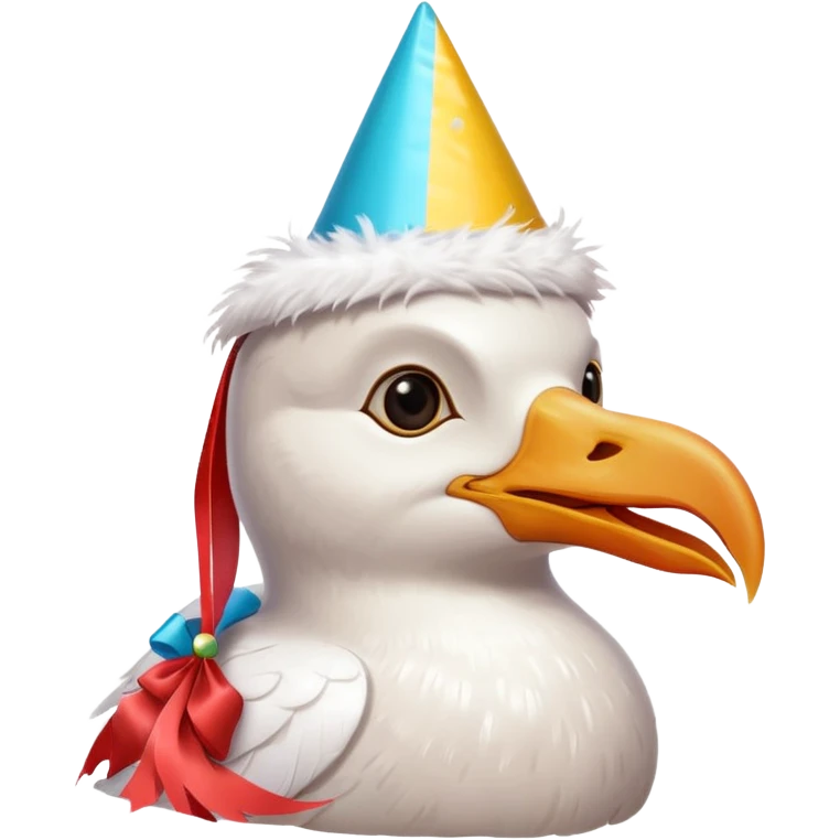 A seagull head with a party hat, without the body emoji