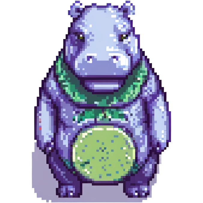 A hippo made of eggplant emoji