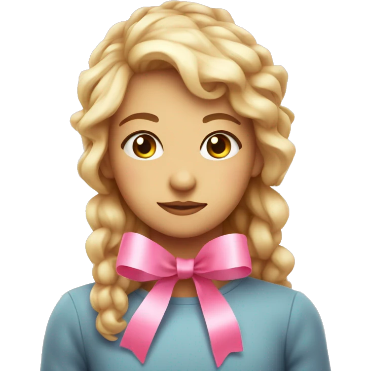 Cute pink innocent face with ribbon emoji