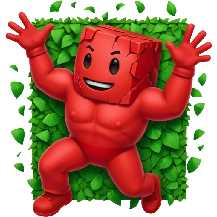Kool Aid Man breaking through a green wall with debris emoji