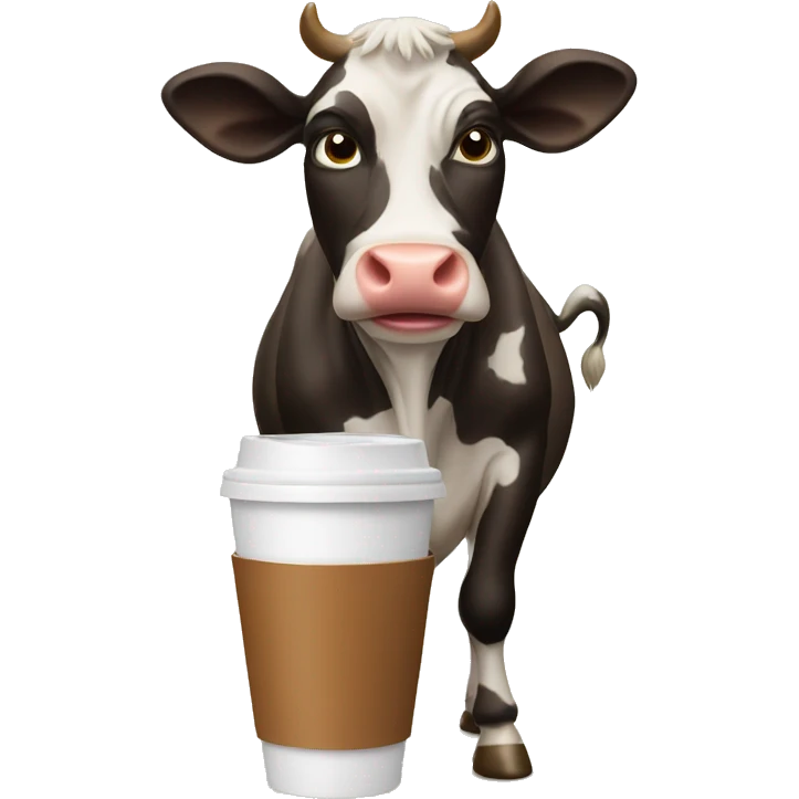 Cow with coffee cup emoji