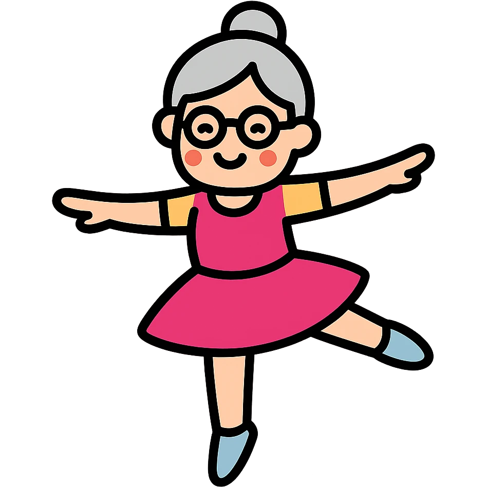 color outline icon of a grandma in a ballet pose emoji