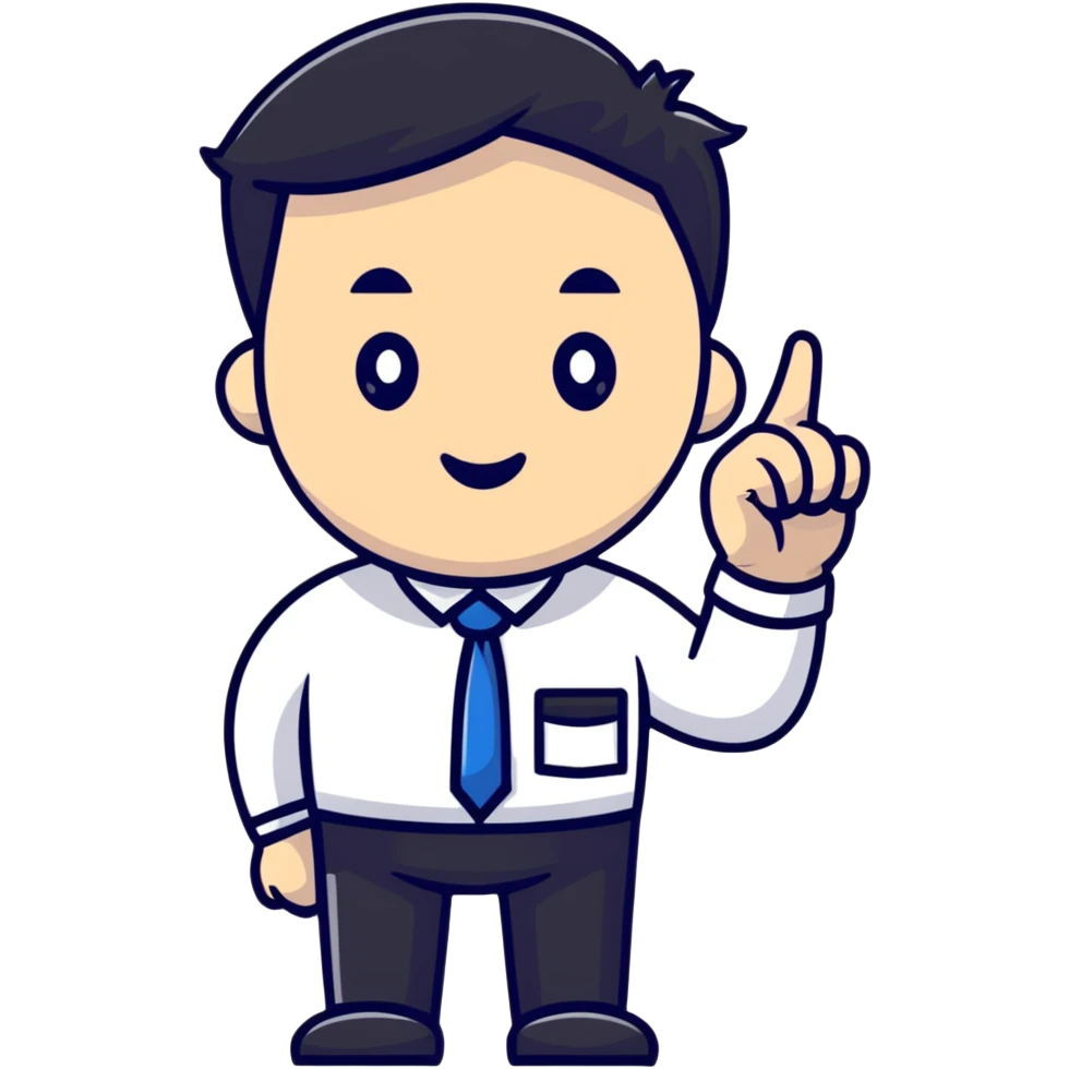 Office worker with index finger raised emoji