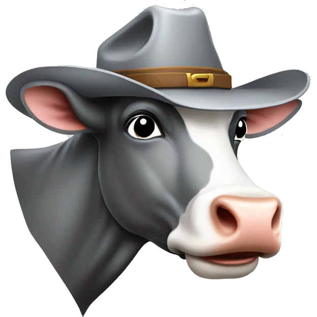 Grey Cow with a cowboy hat emoji