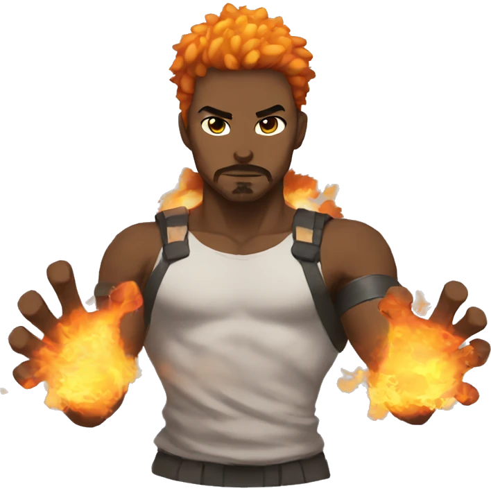 Anime with flaming fists emoji