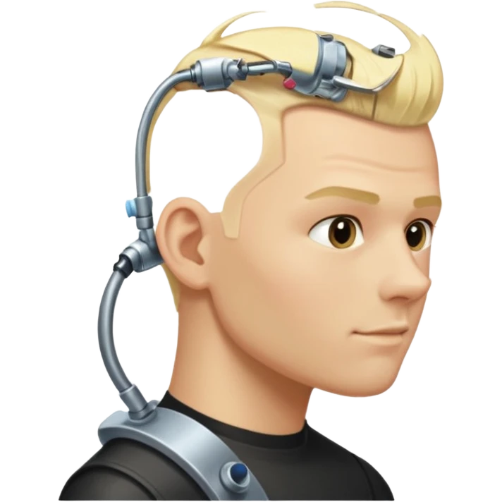 Male, no glasses, blonde hair, right side of hair shaved with a machine. emoji