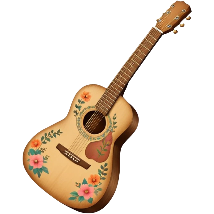 acoustic guitar with delicate indie girl aesthetic emoji