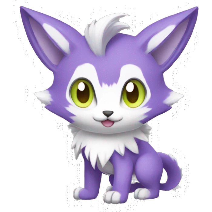Cute cool purple white lime animal hybrid Fakemon full body emoji