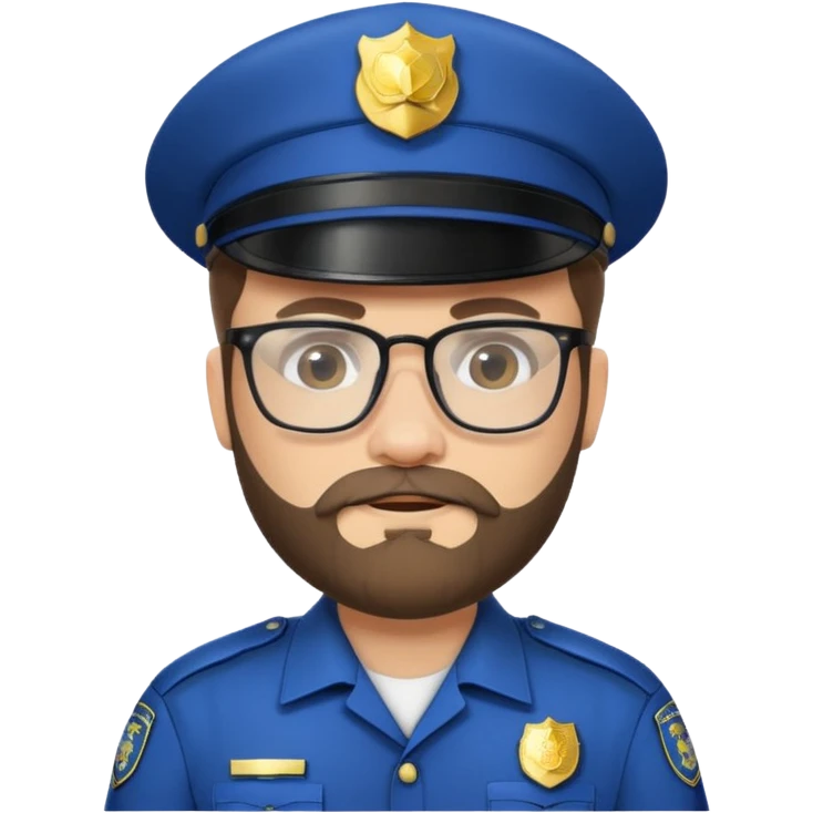 Police officer with glasses and beards(white uniform) emoji