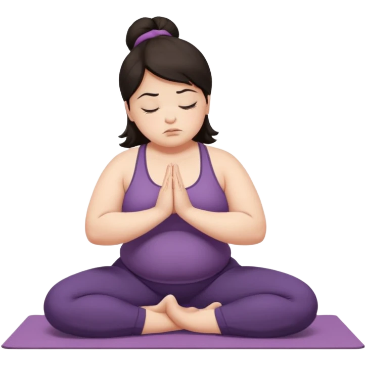 Sad fat girl doing yoga crow pose dark hair emoji