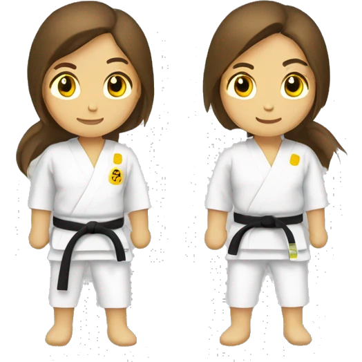 long brown-haired brown-eyed woman Karateka yellow belt emoji