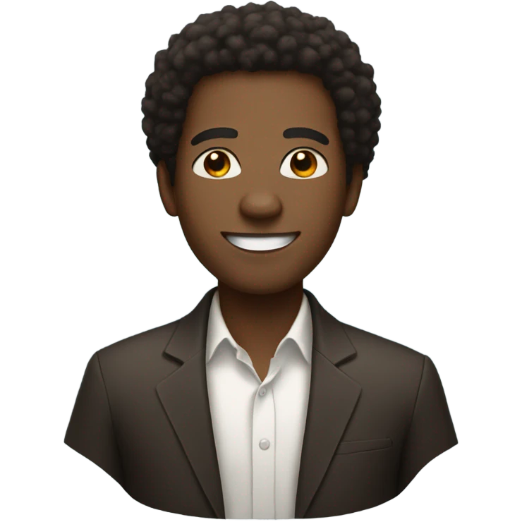 black man with afro, brown eyes, and a triangular smile emoji