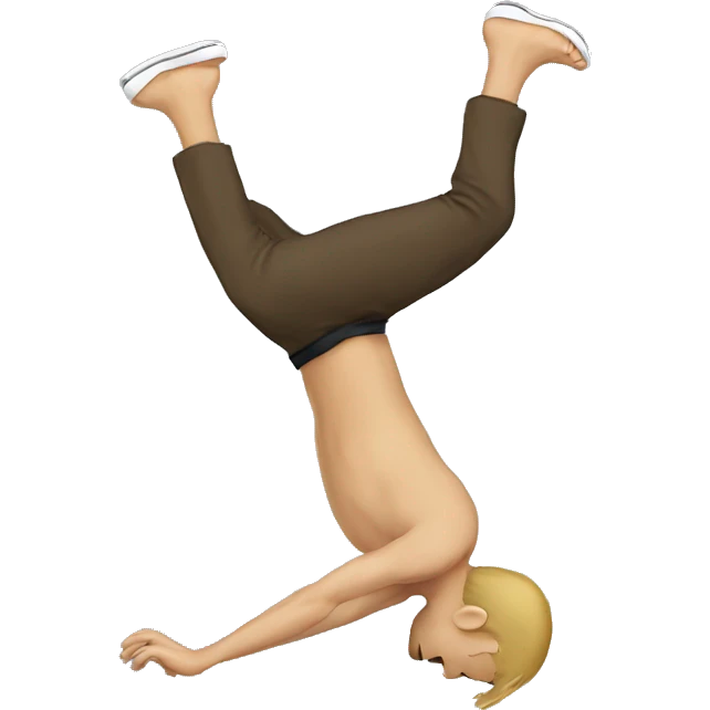 A white person doing a backflip emoji