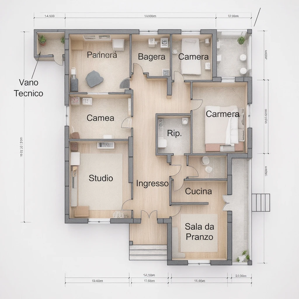 Create a hyperrealistic 3D floor plan in the style of a professional architect, with realistic details of furniture and materials, based on the provided floor plan. Show 10 different perspective views as if they were architectural renders. No external background, only the 3D floor plan itself. emoji