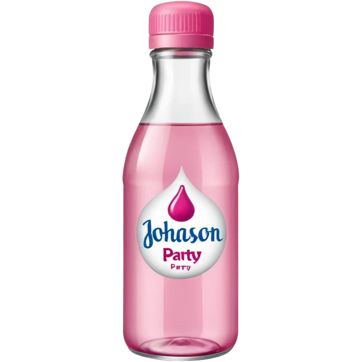 realistic Johnson and Johnson style bottle pink cap pink logo clear bottle with berry logo with diddy party written and a berry on top bottle emoji