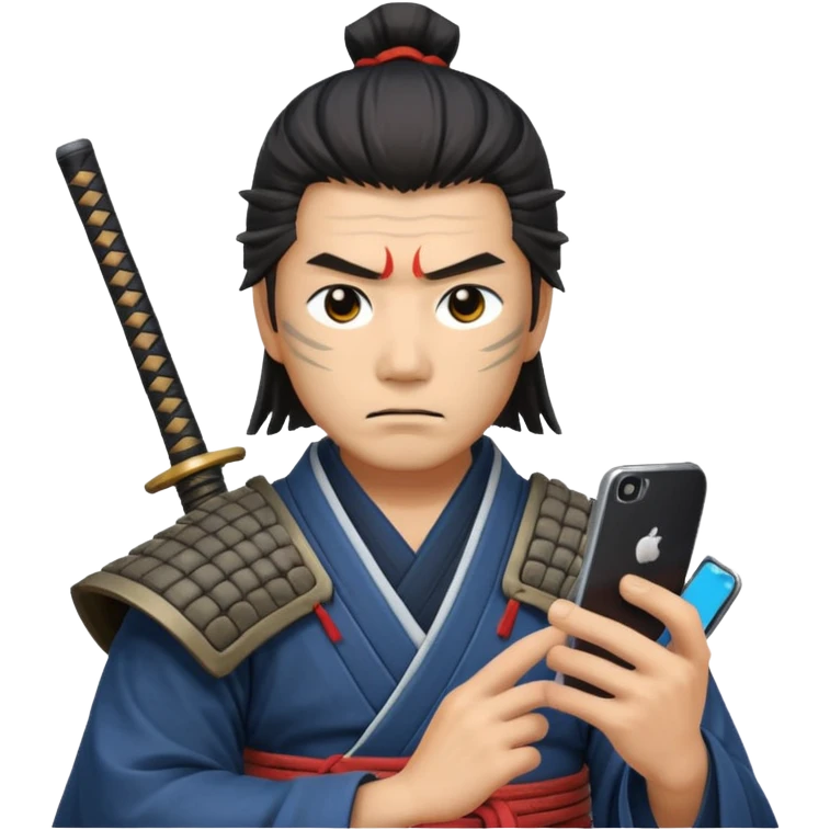 samurai with smartphone emoji
