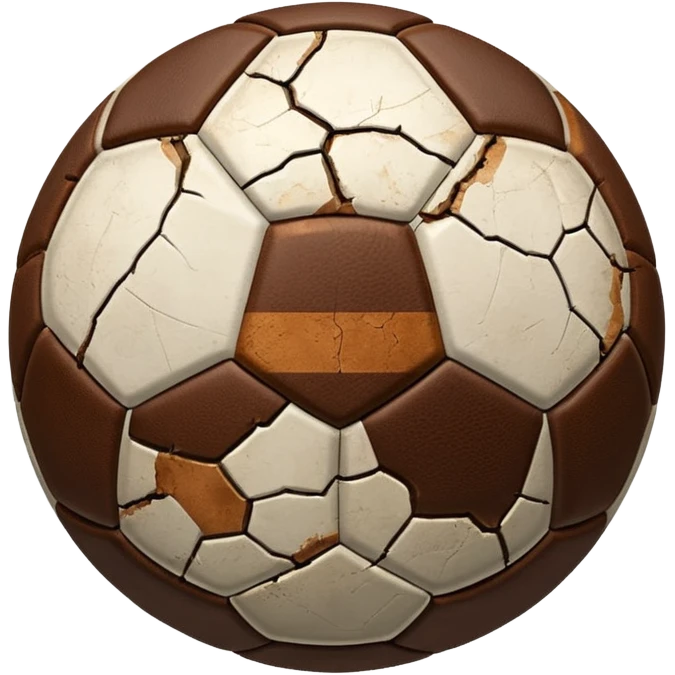 old brown really cracked soccer ball emoji