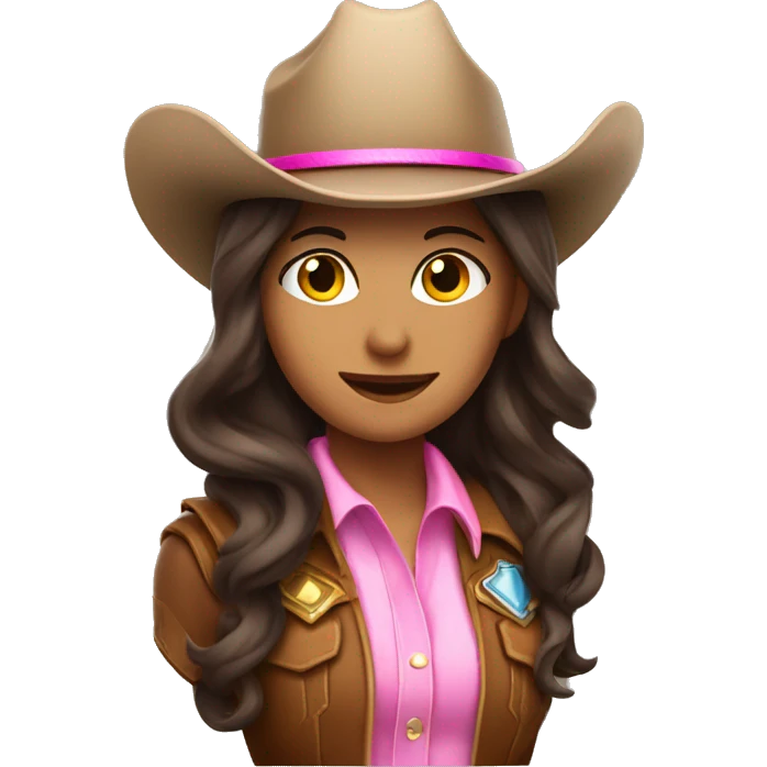 Brunette Cowgirl with a lasso and pink cowboy hat emoji
