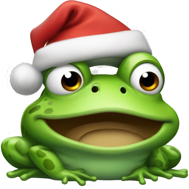 Frog wearing Santa hat emoji