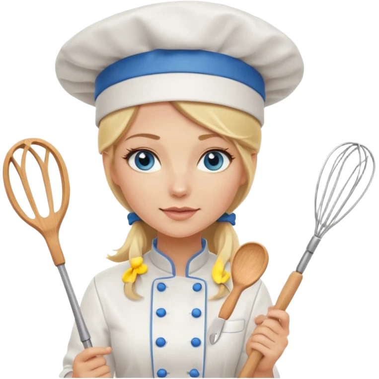 Sexy Long Blonde hair blue eyed female chef emoji