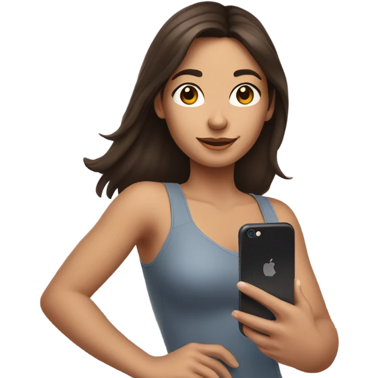 Brunette Girl taking selfie with her phone emoji