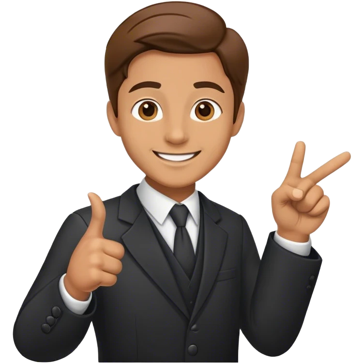 cheerful lawyer points to the side emoji