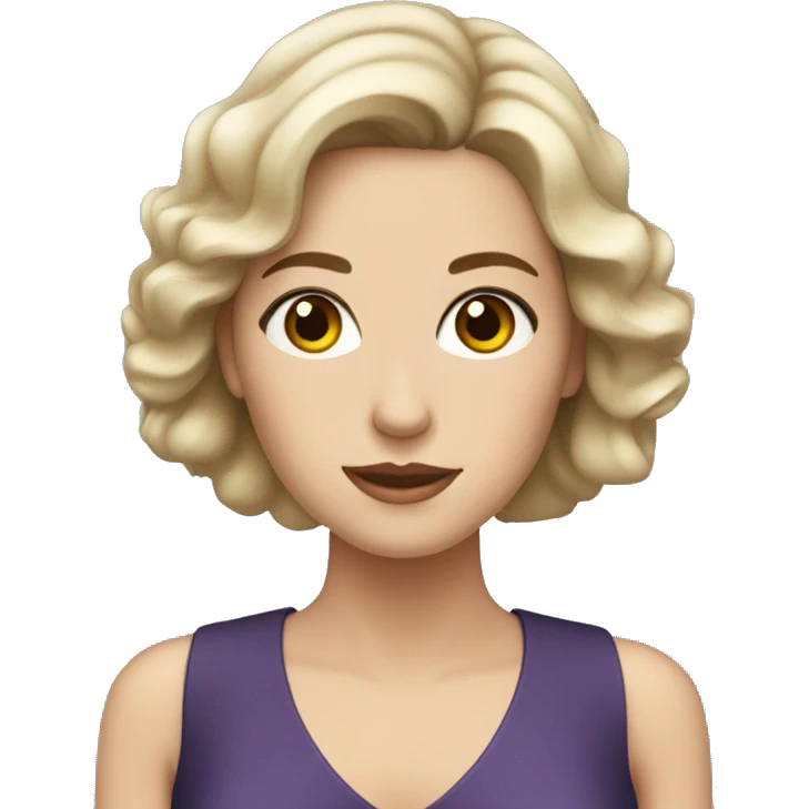 White woman with dark hair, hazel eyes in a dress  emoji