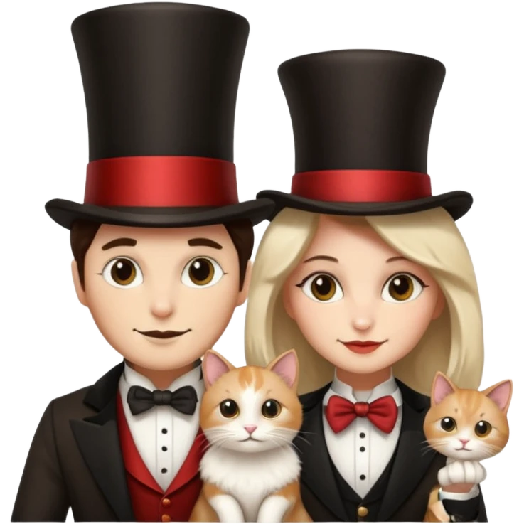 magician couple and their pet cat emoji